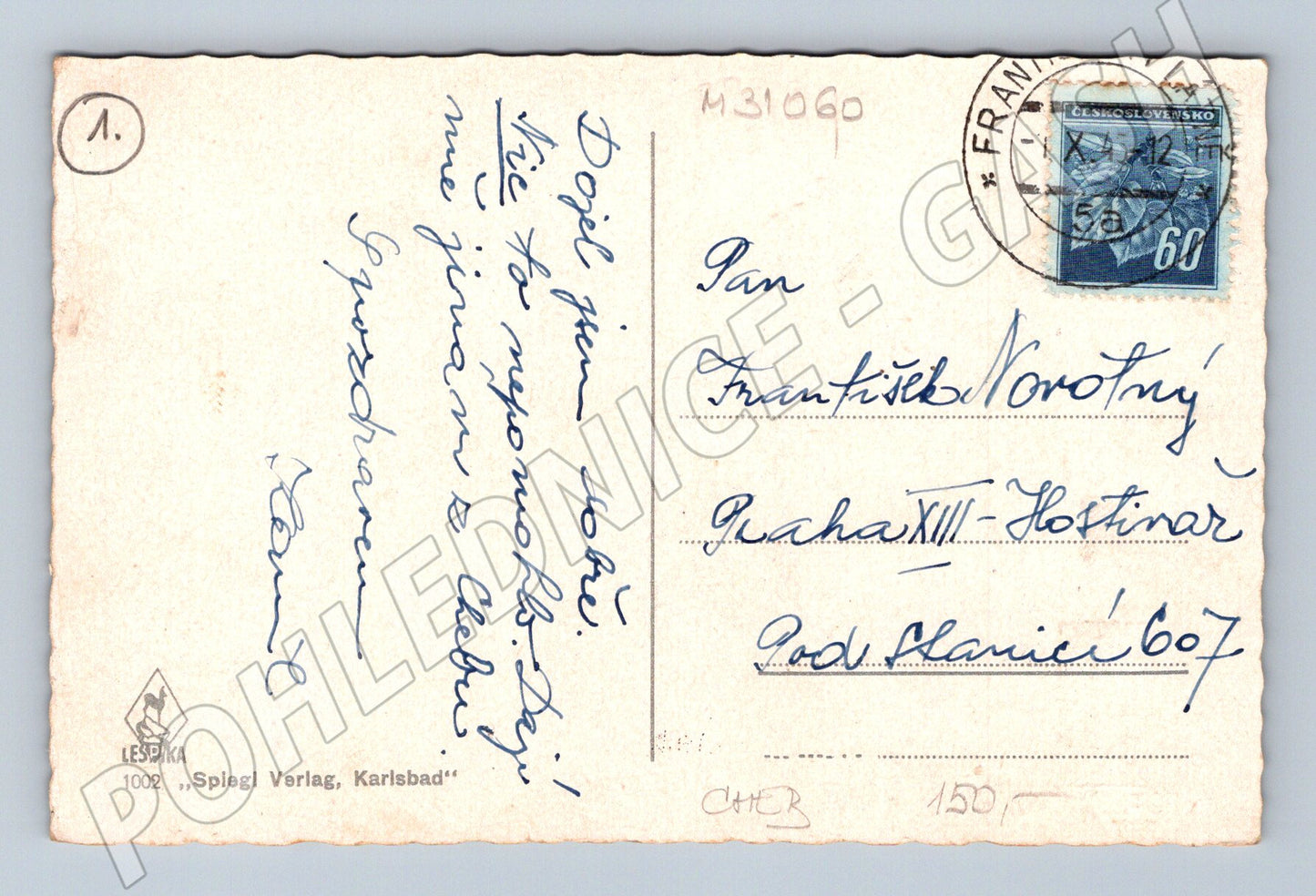 Pohlednice Cheb náměstí s hrázděnými domy 1942 (M31060)