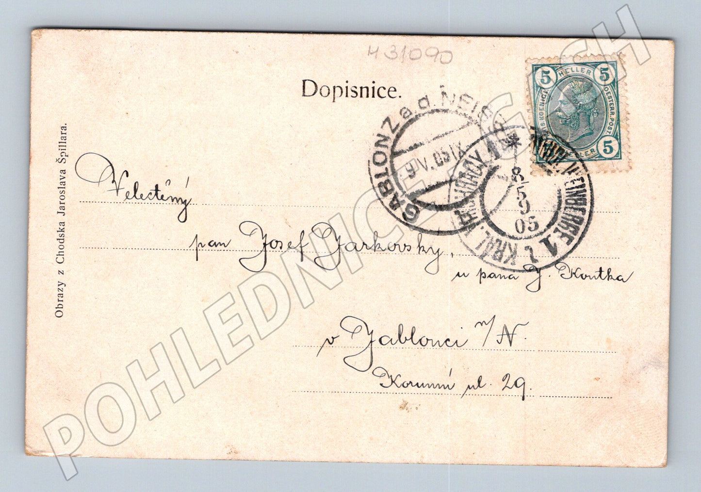 Pohlednice Dudák v Senci žánrový výjev 1905 (M31090)
