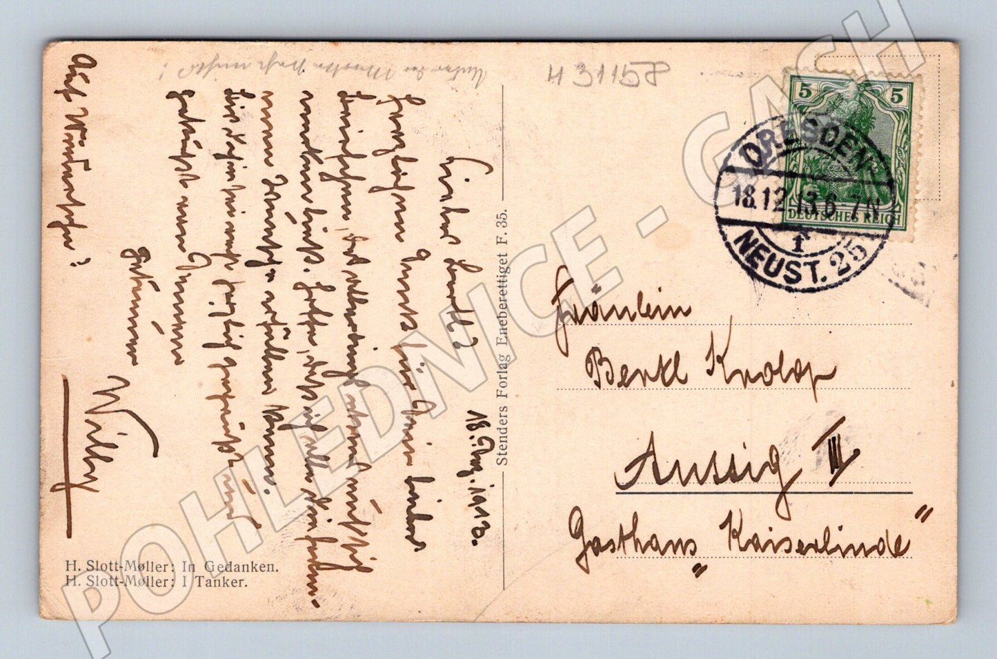 Pohlednice Německo Dresden žena u okna 1913 (M31158)