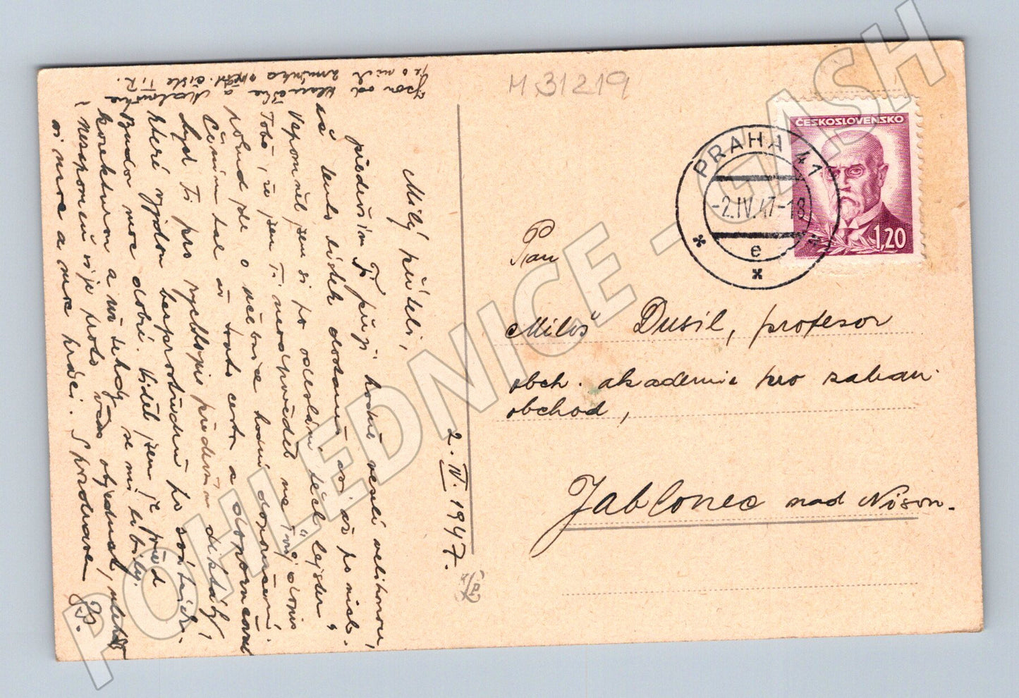 Pohlednice Velikonoce vrbové proutky a kraslice 1947 (M31219)