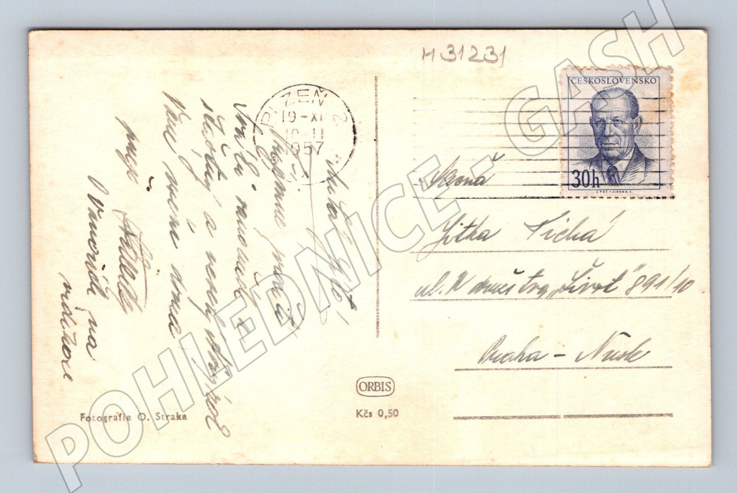 Pohlednice vánoční stromeček 1957 (M31231)