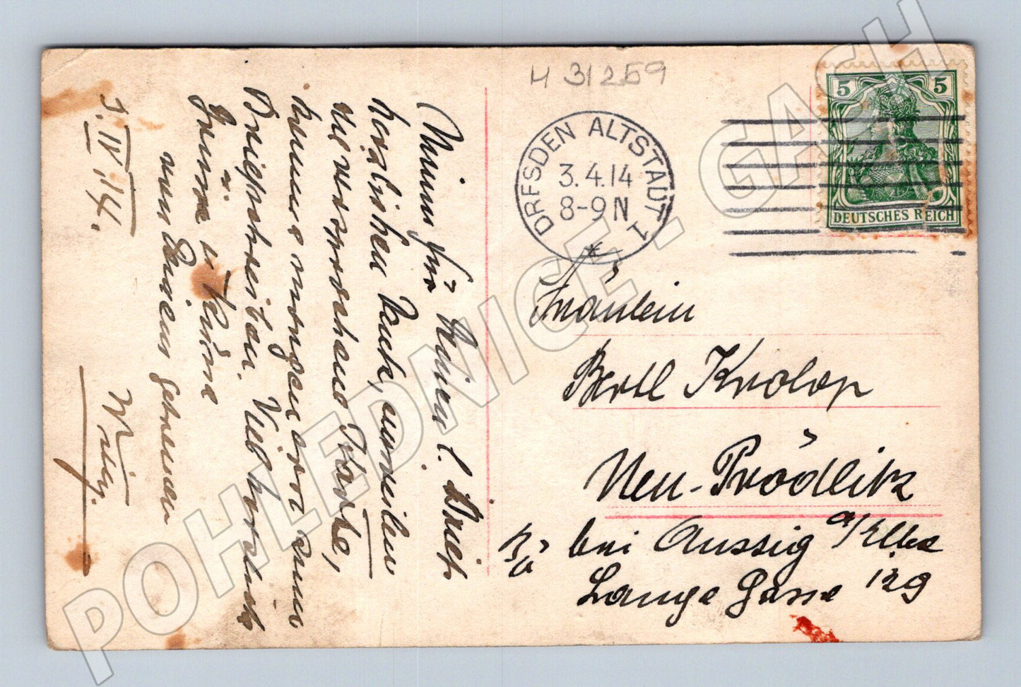 Pohlednice Německo mladá žena romantický motiv 1914 (M31259)