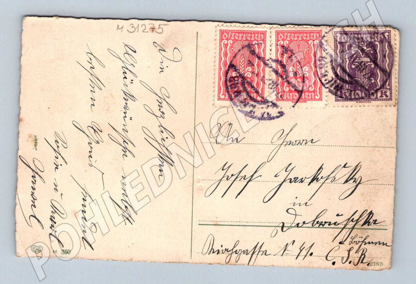Pohlednice Rakousko kytice šeříku s pozdravem Josef (M31275)