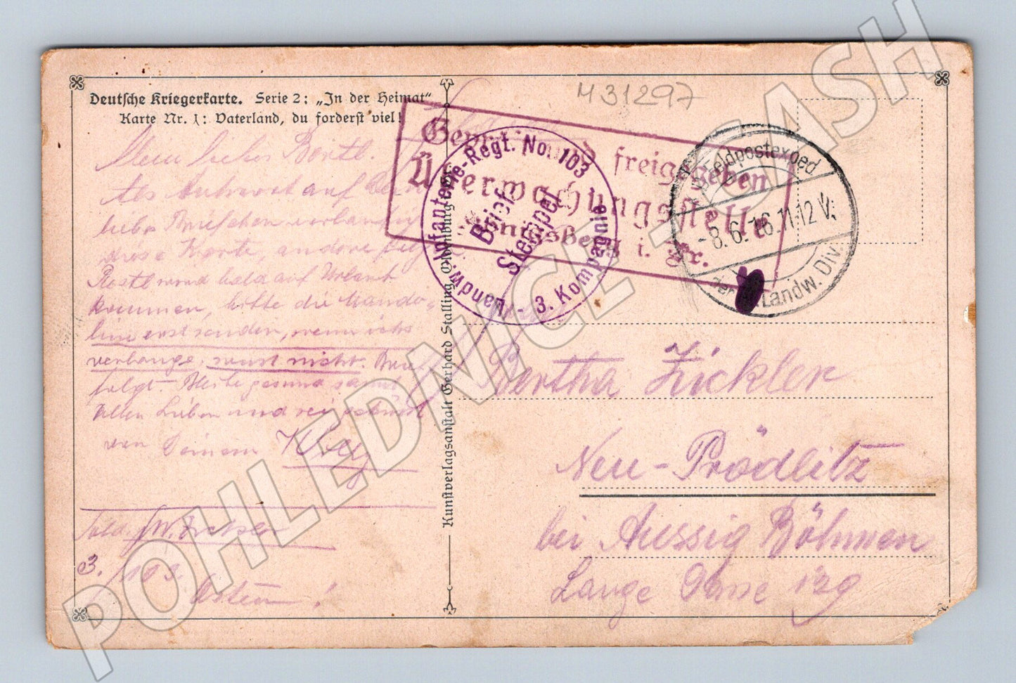 Pohlednice Německo I. světová válka voják odchod 1914 (M31297)