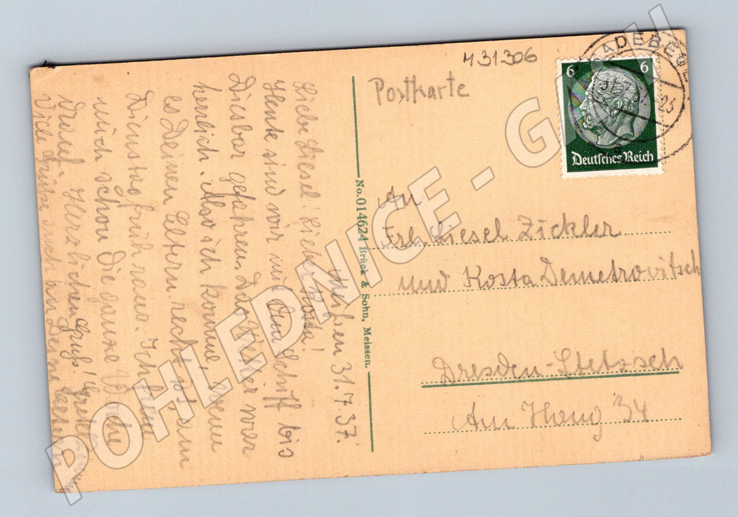 Pohlednice Německo Míšeň hrad Albrechtsburg parník 1937 (M31306)