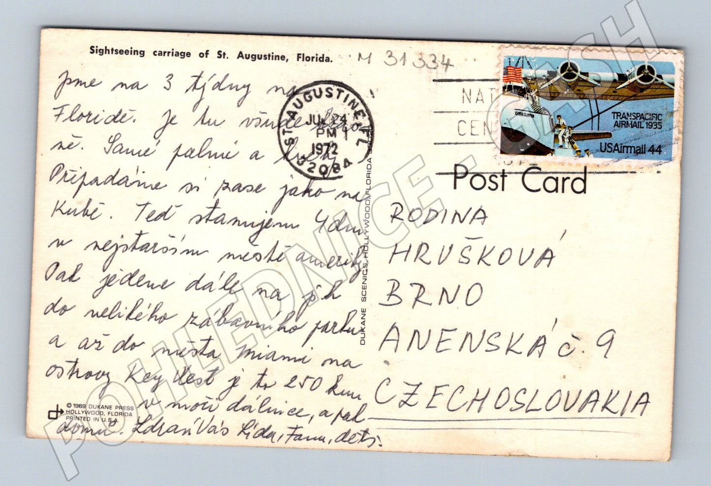 Pohlednice USA St. Augustine pobřeží s kočárem 1972 (M31334)