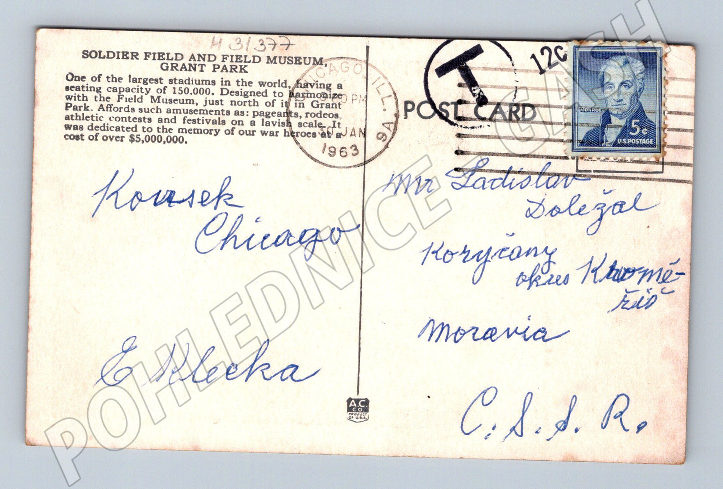 Pohlednice USA Chicago Soldier Field 1963 (M31377)
