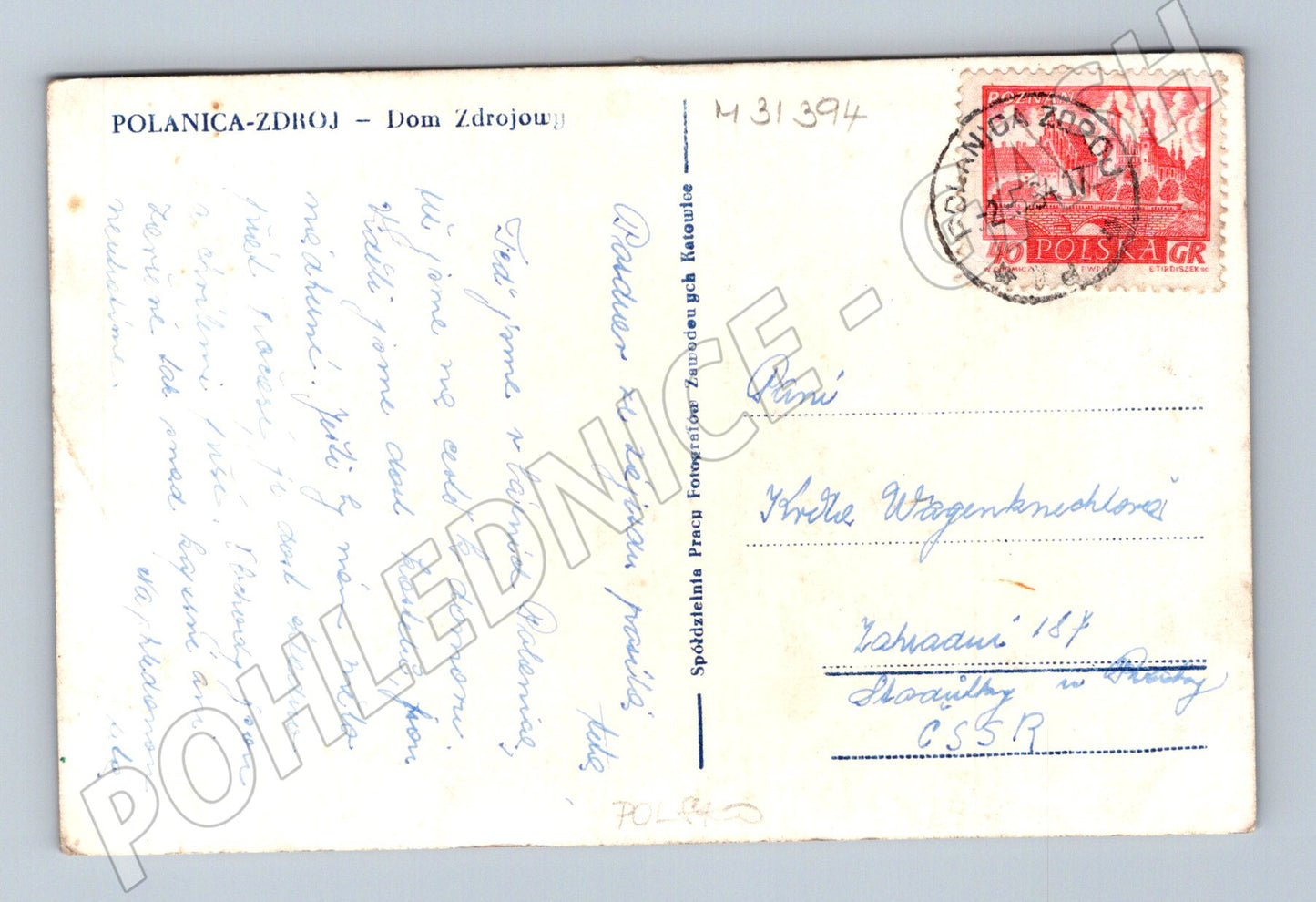 Pohlednice Polsko Polanica-Zdrój dům Zdroje fontána (M31394)