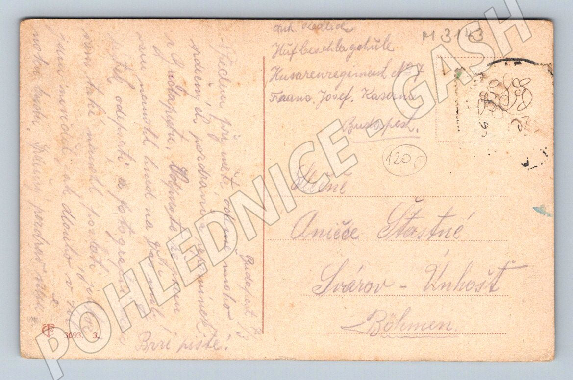 Postcard soldier and girl colored romance (M3143)