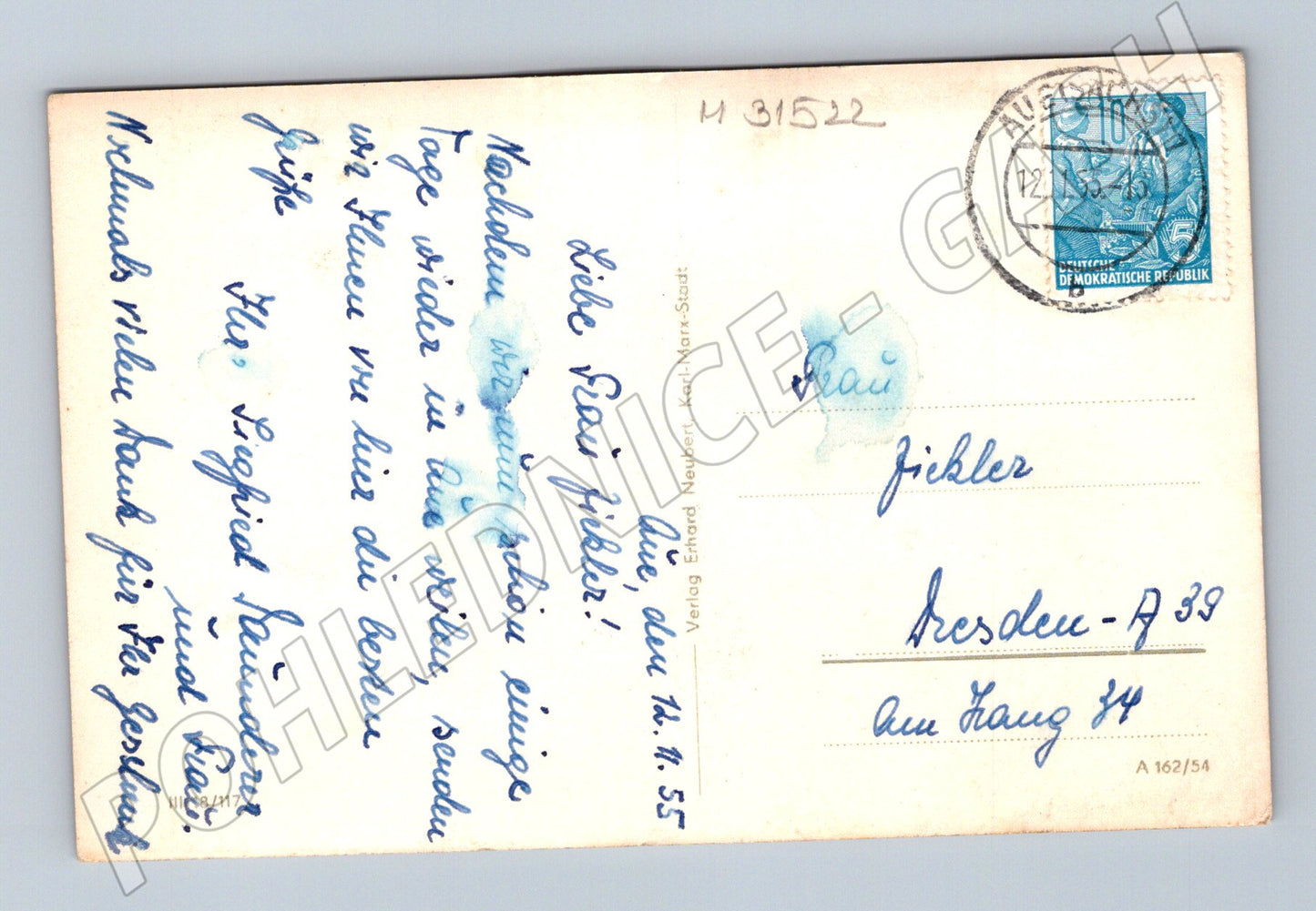 Pohlednice Německo Aue Muhrdental 1955 (M31522)