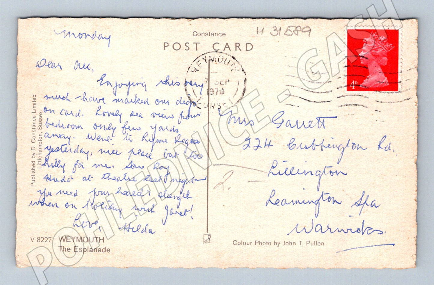 Pohlednice Velká Británie Weymouth Esplanade 1970 (M31589)
