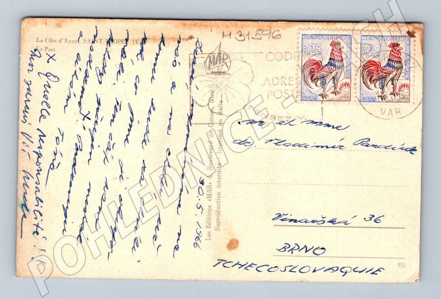 Pohlednice Francie Saint-Tropez přístav 1965 (M31596)