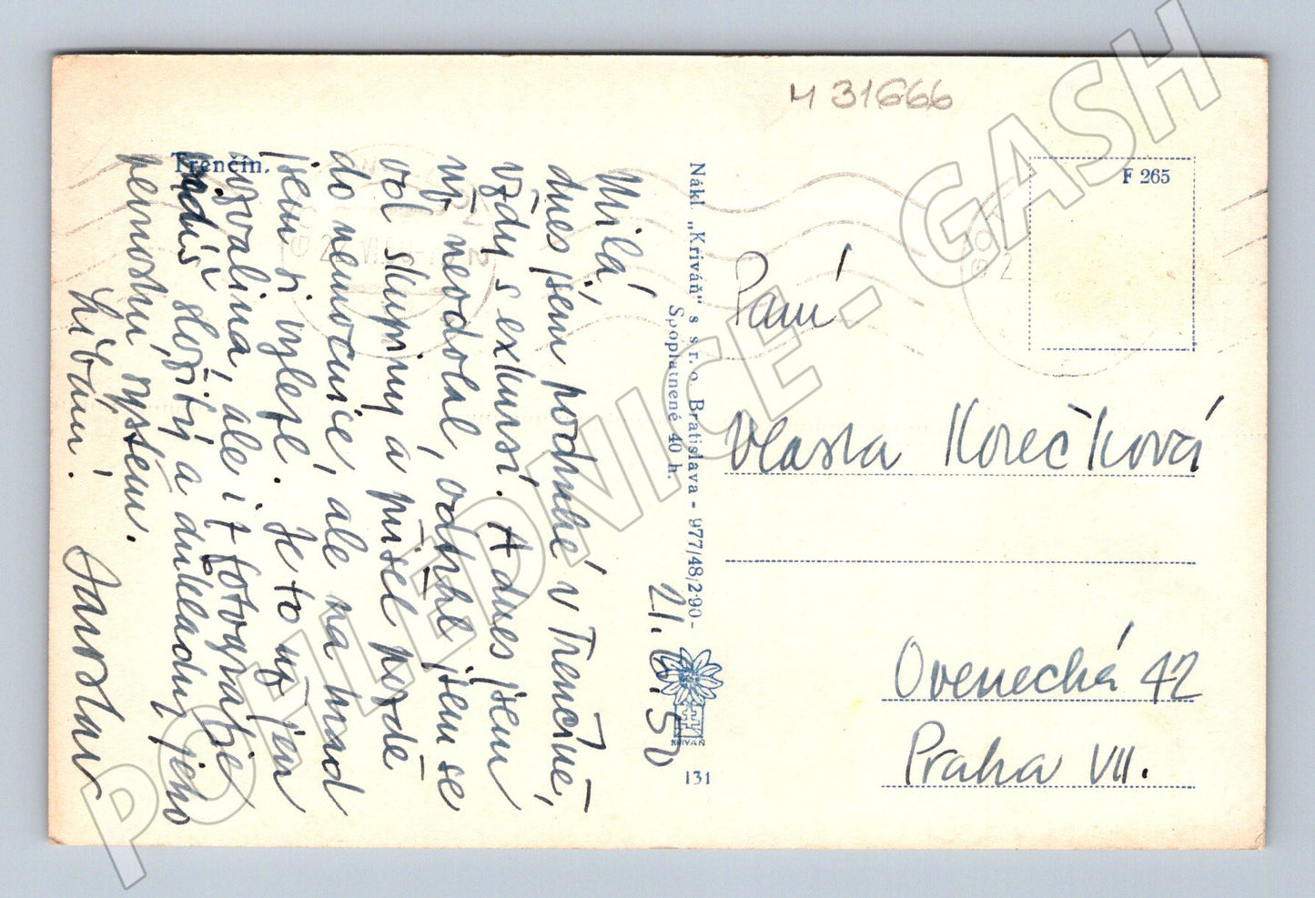 Pohlednice Slovensko Trenčín hrad 1950 (M31666)