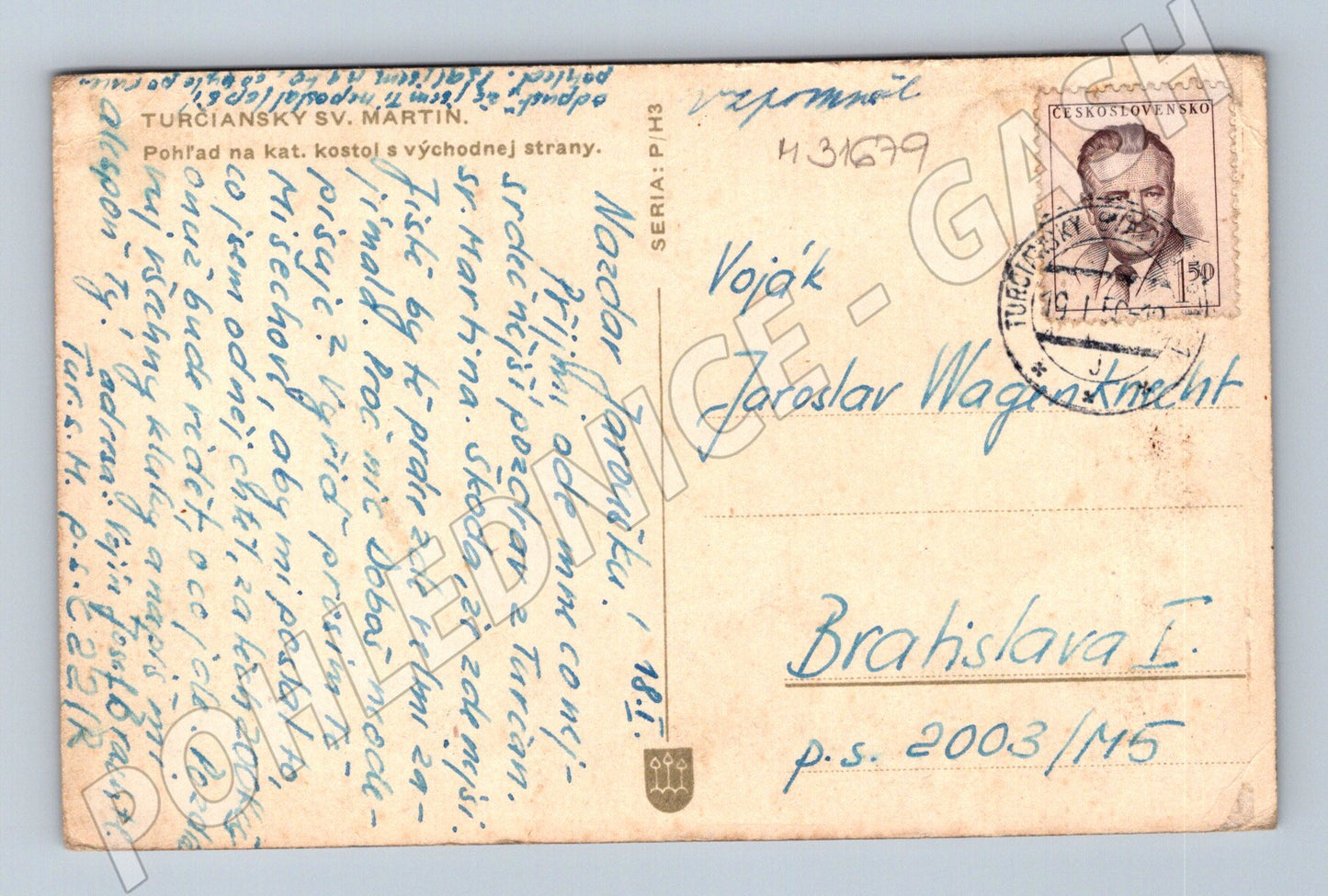 Pohlednice Slovensko Martin kostel kvetoucí strom 1930 (M31679)