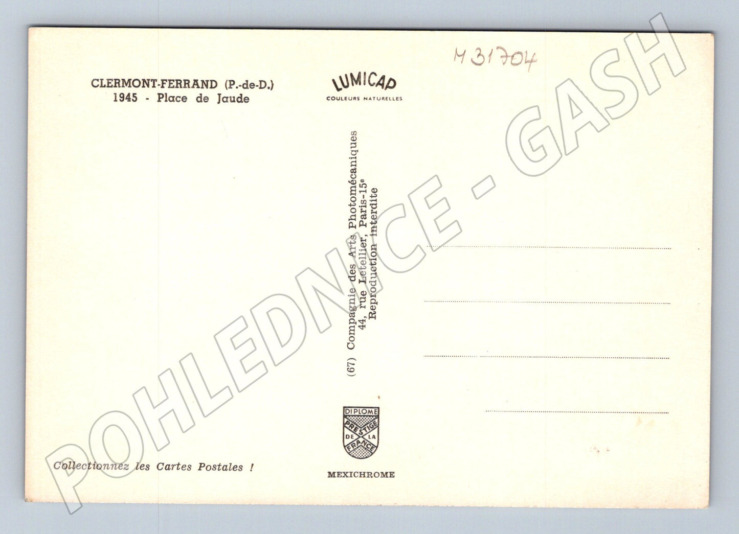 Pohlednice Francie Clermont-Ferrand Place de Jaude 1945 (M31704)