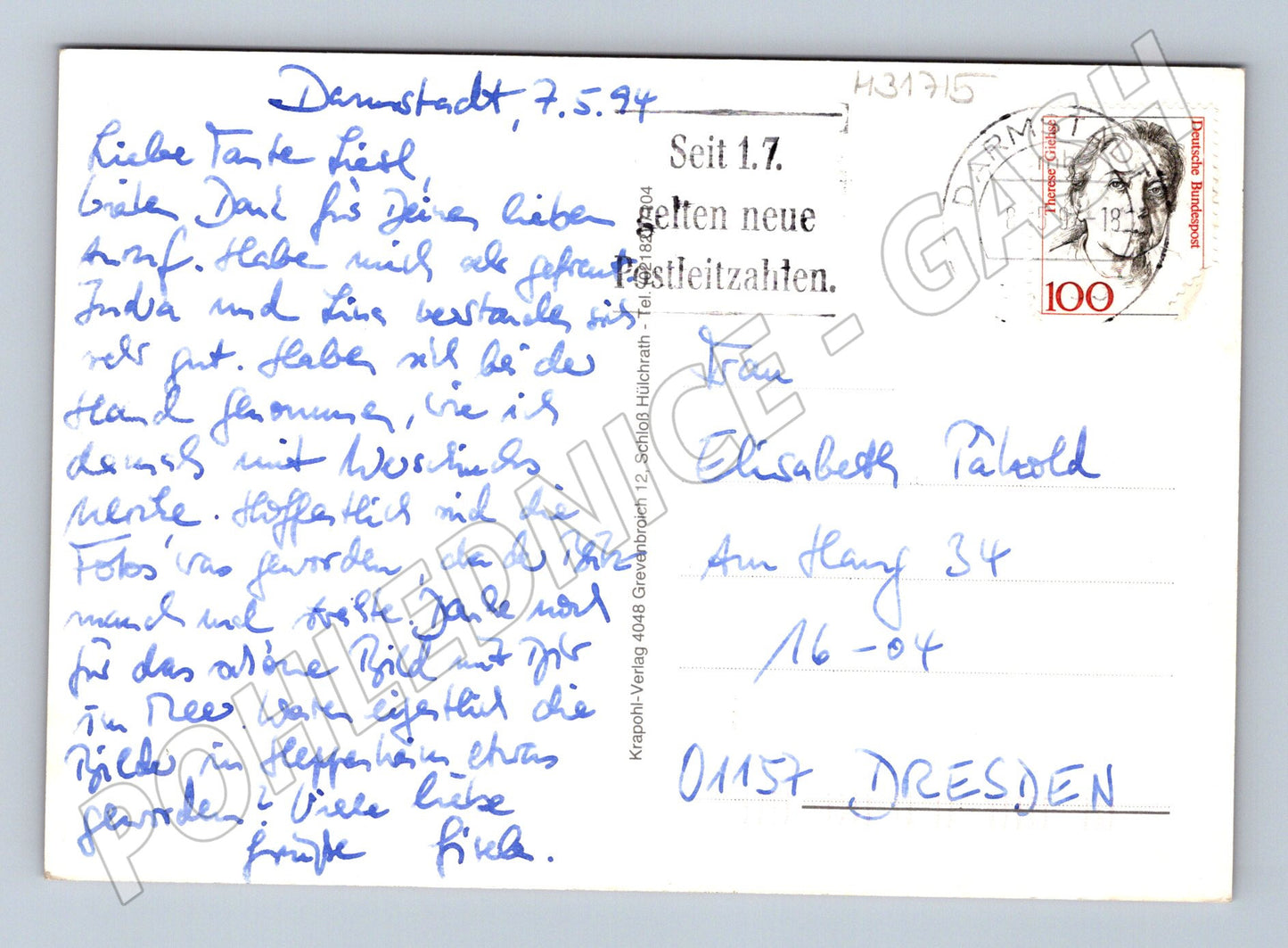 Pohlednice Německo Darmstadt koláž památek 1994 (M31715)