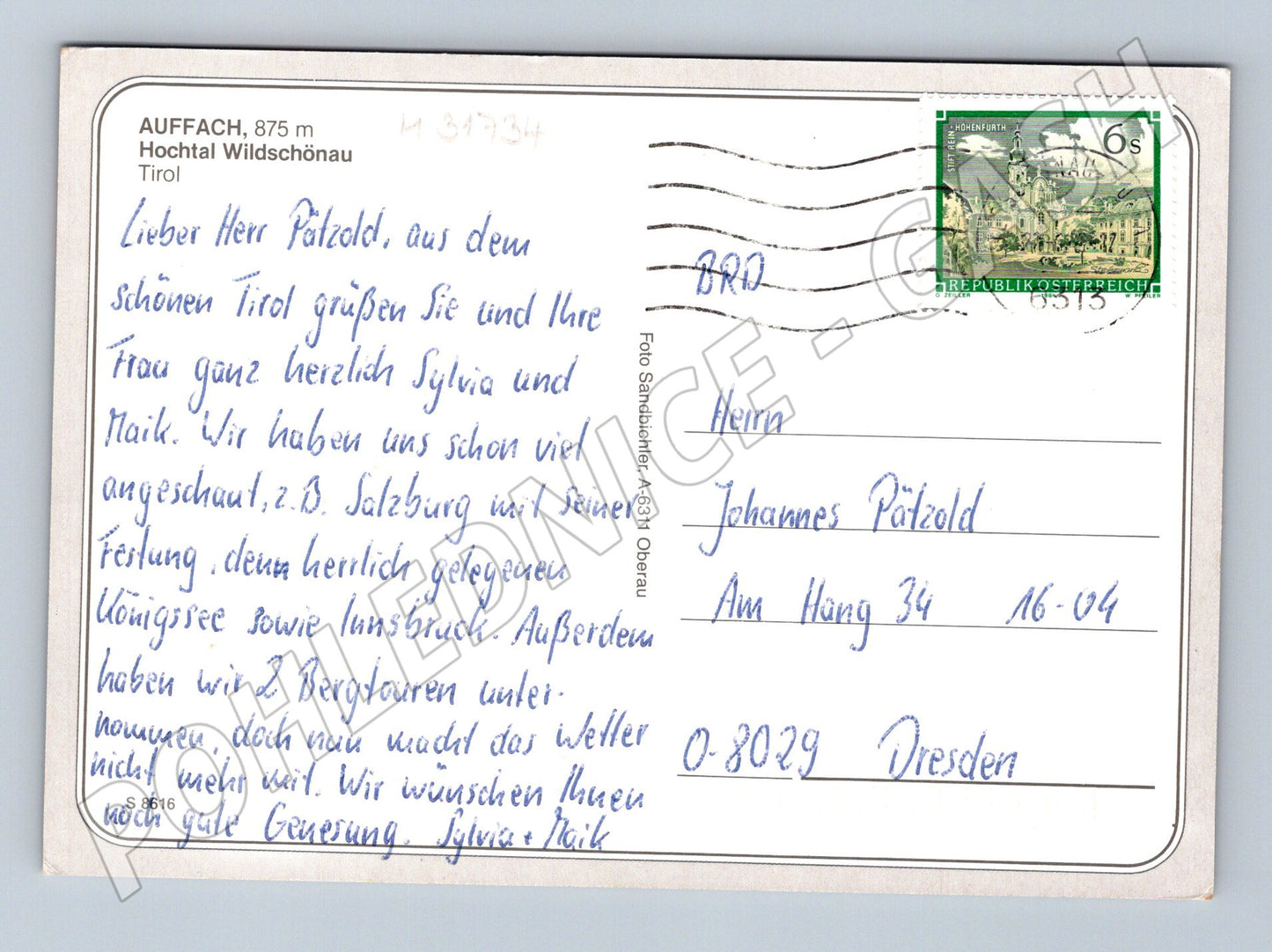 Pohlednice Rakousko Auffach Wildschönau 1980s (M31734)