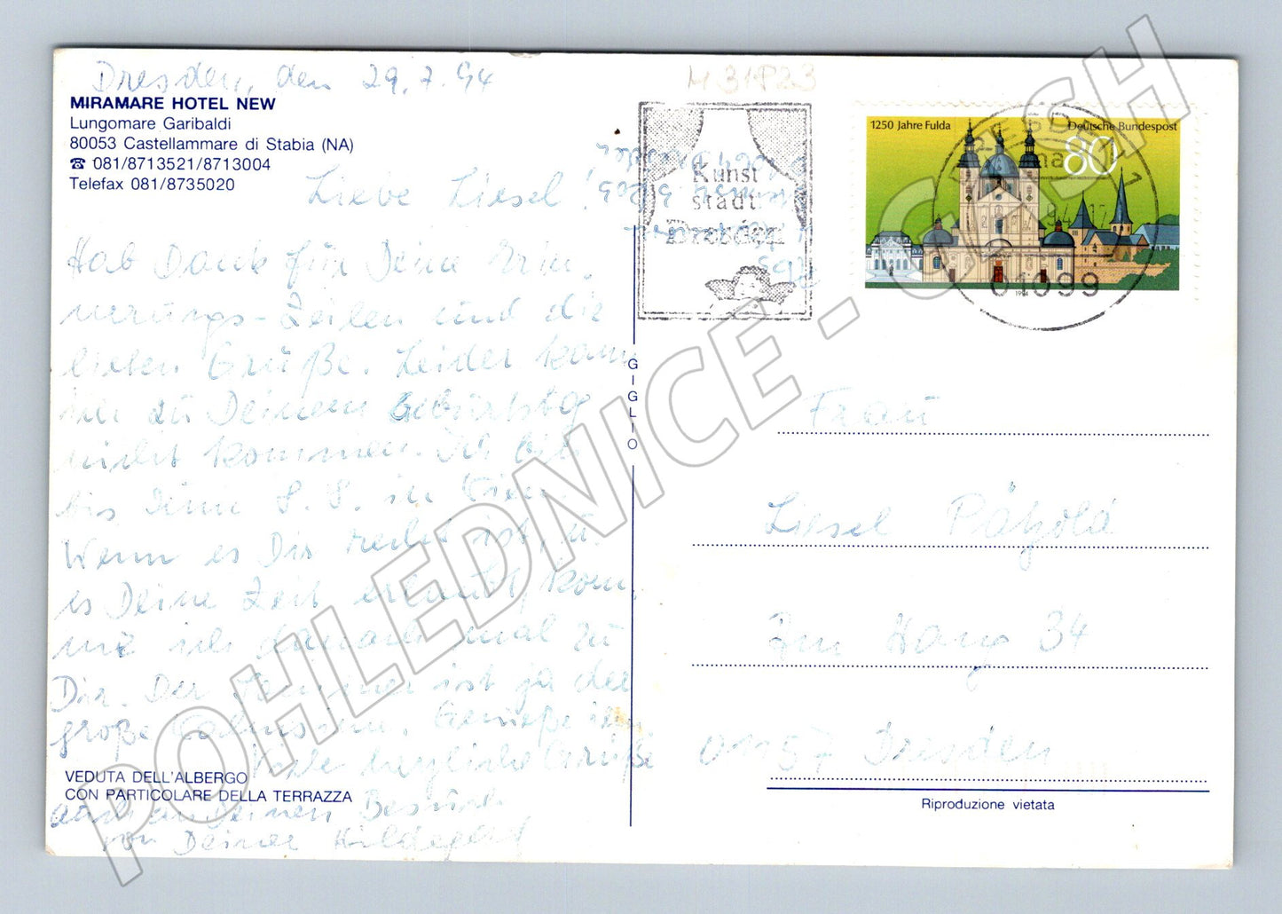 Pohlednice Itálie Castellammare di Stabia Miramare 1994 (M31823)