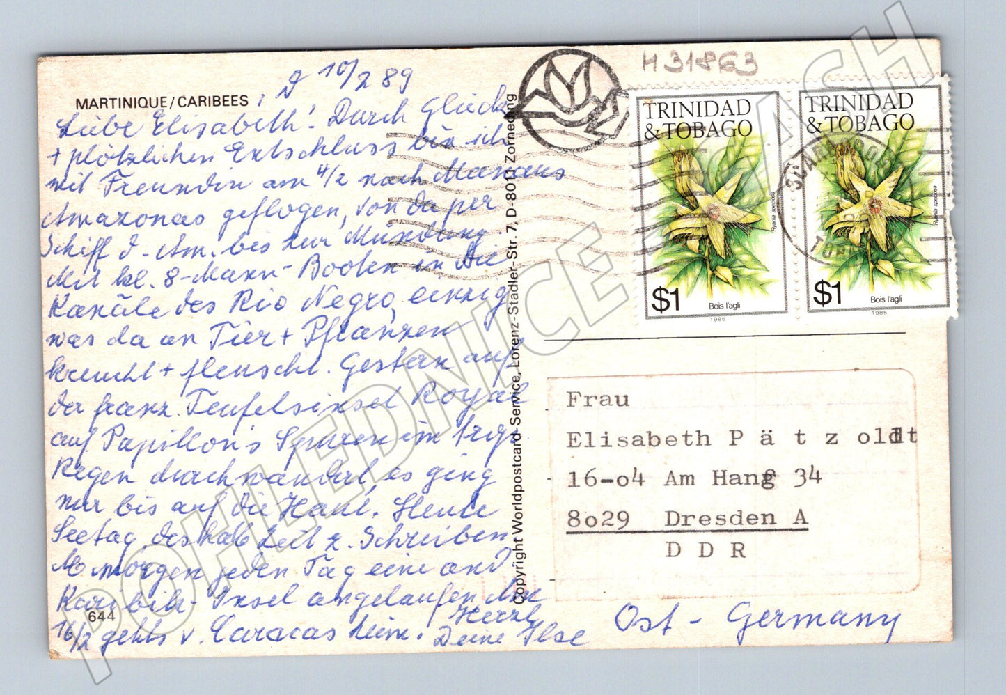 Pohlednice Trinidad & Tobago Karibik pobřeží 1989 (M31863)