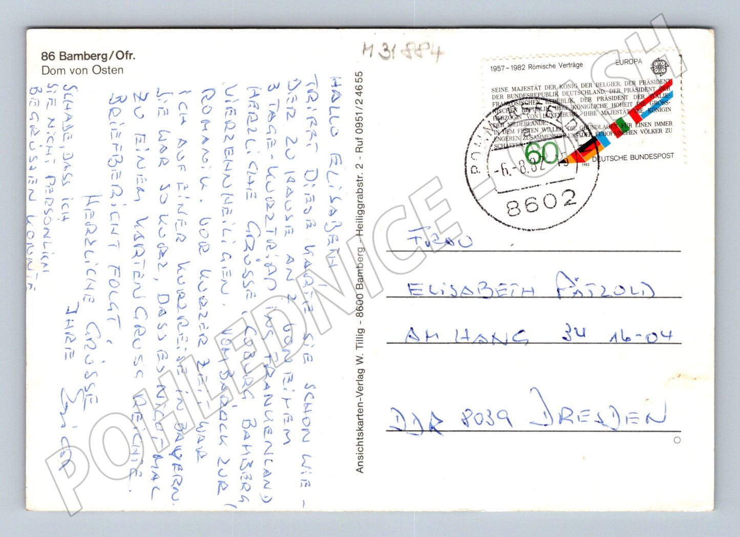 Pohlednice Německo Bamberg Dom z východu 1982 (M31884)