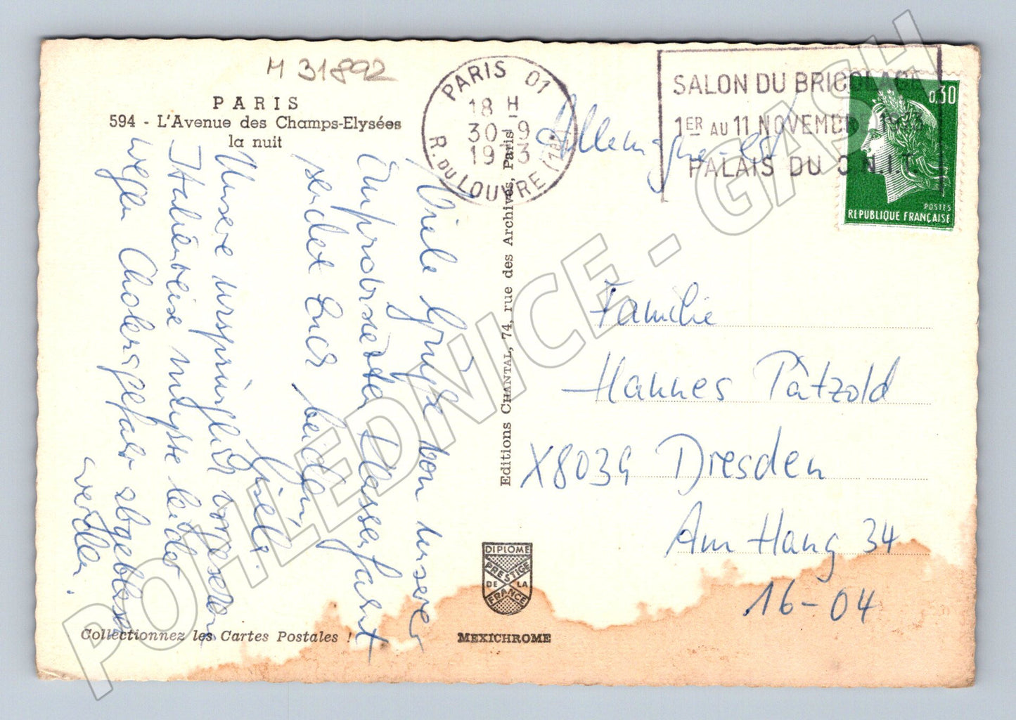 Pohlednice Francie Paříž Champs-Élysées v noci 1934 (M31892)