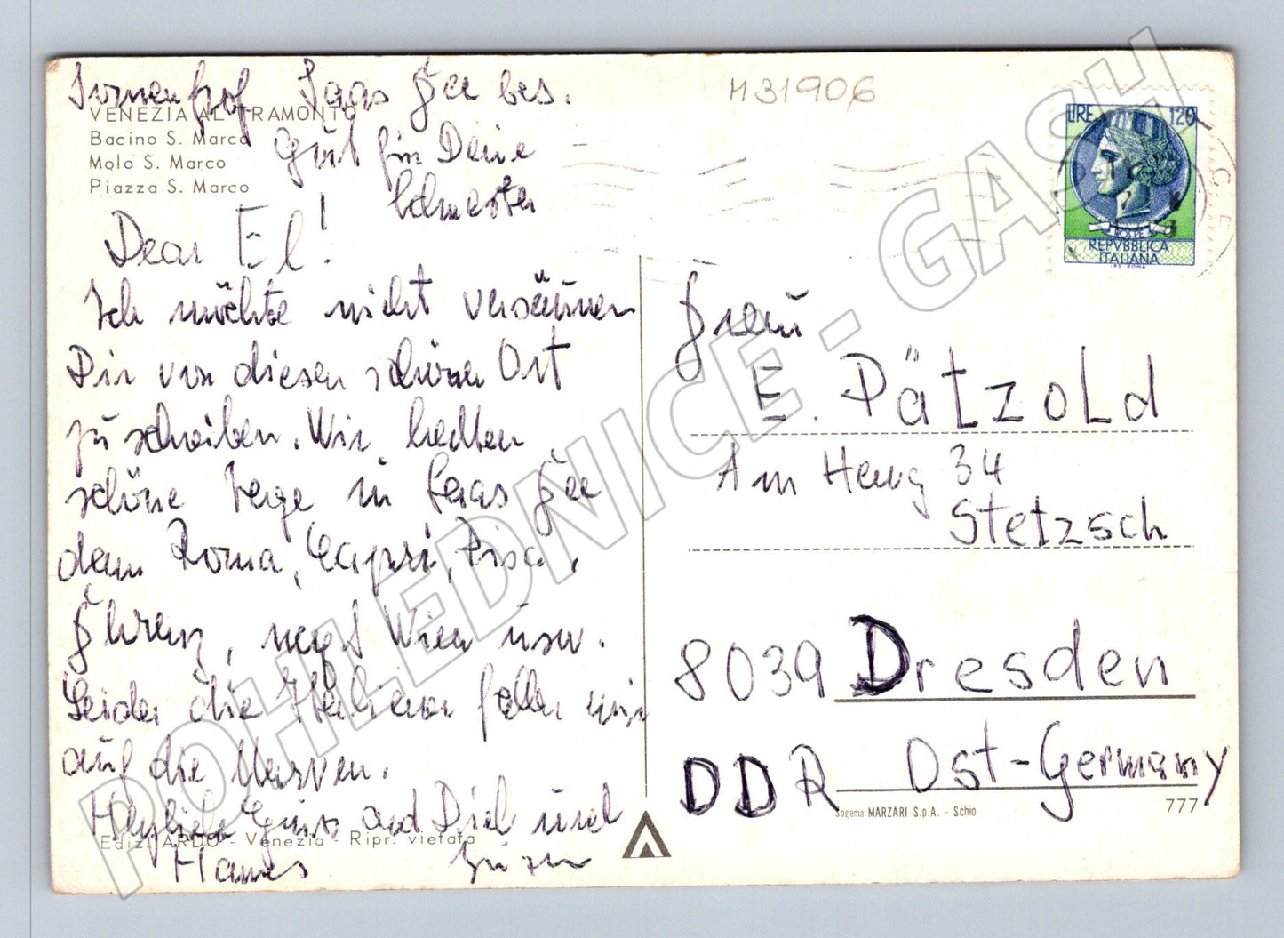 Pohlednice Itálie Benátky náměstí sv. Marka a kanál (M31906)