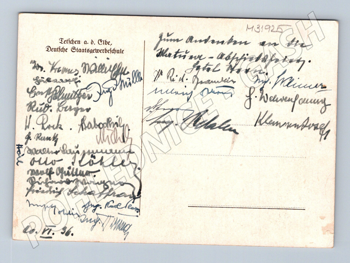 Pohlednice Děčín panorama a škola 1936 (M31925)
