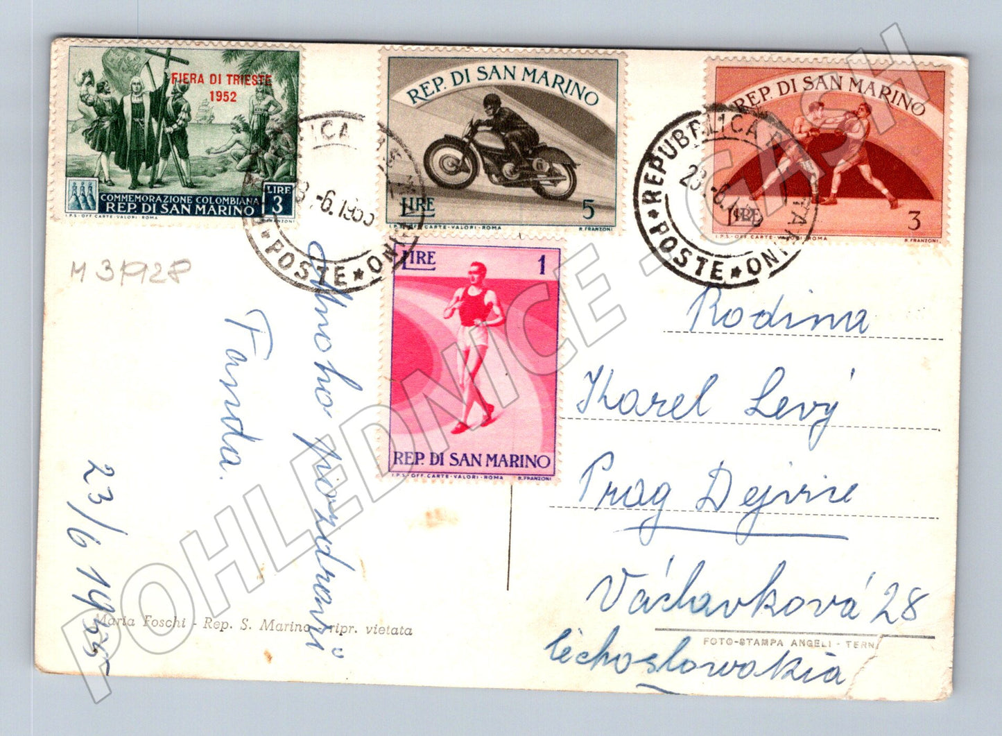 Pohlednice San Marino La Rocca hrad 1955 (M31928)