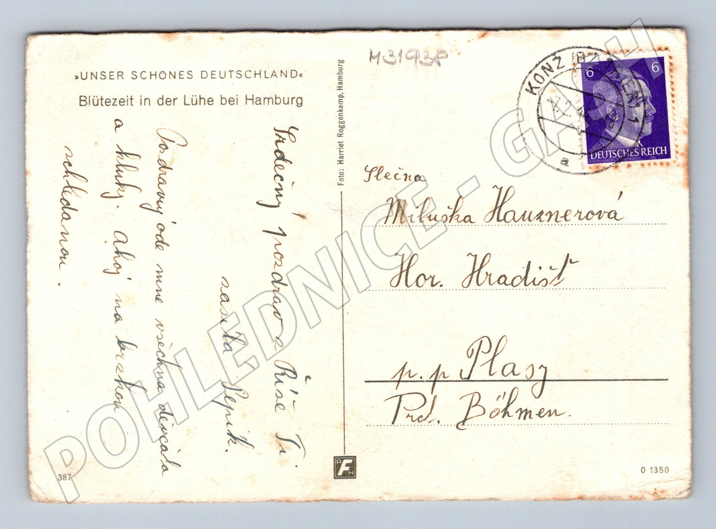 Pohlednice Německo Lühe u Hamburku 1941 (M31938)