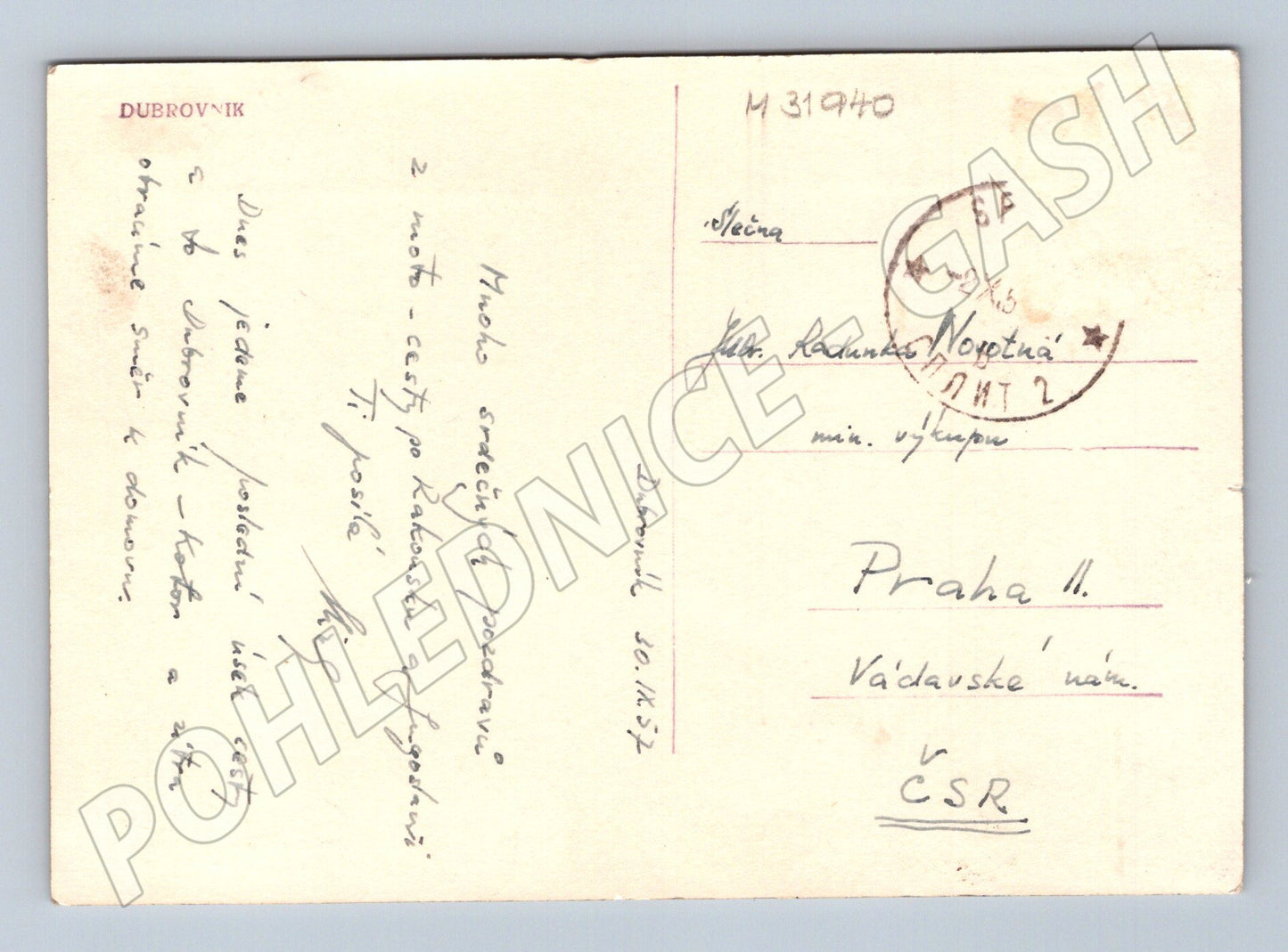 Pohlednice Chorvatsko Dubrovnik palma pobřeží 1952 (M31940)