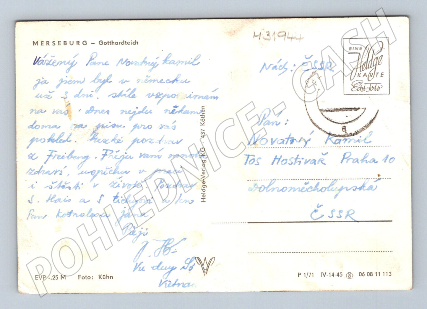 Pohlednice Německo Merseburg panorama Gotthardteich (M31944)
