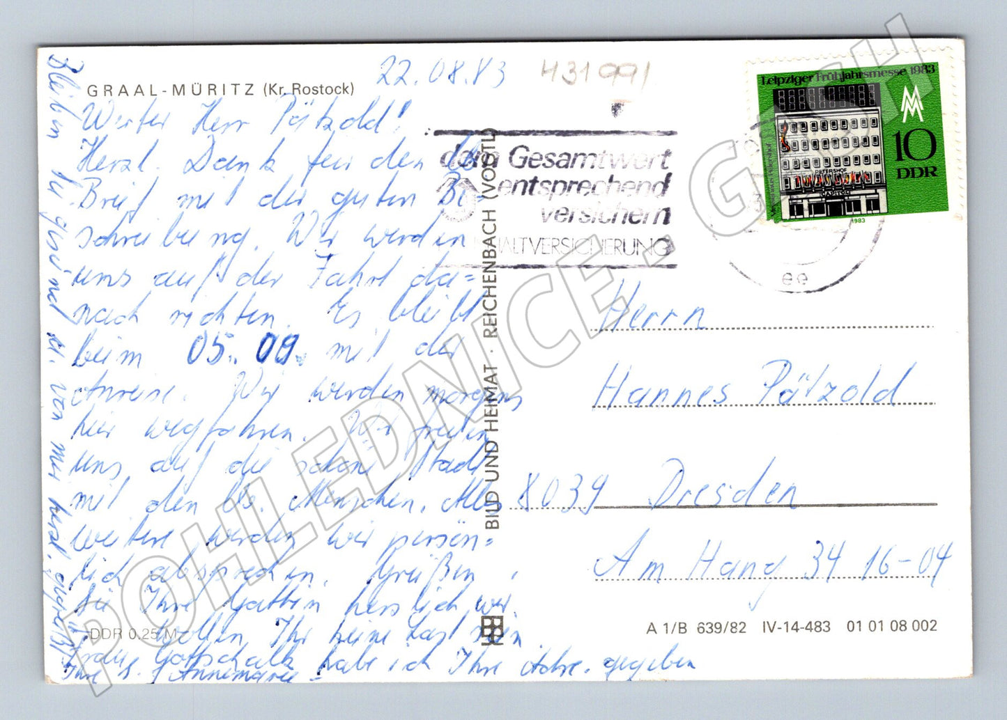 Pohlednice Německo Graal-Müritz různé pohledy 1983 (M31991)