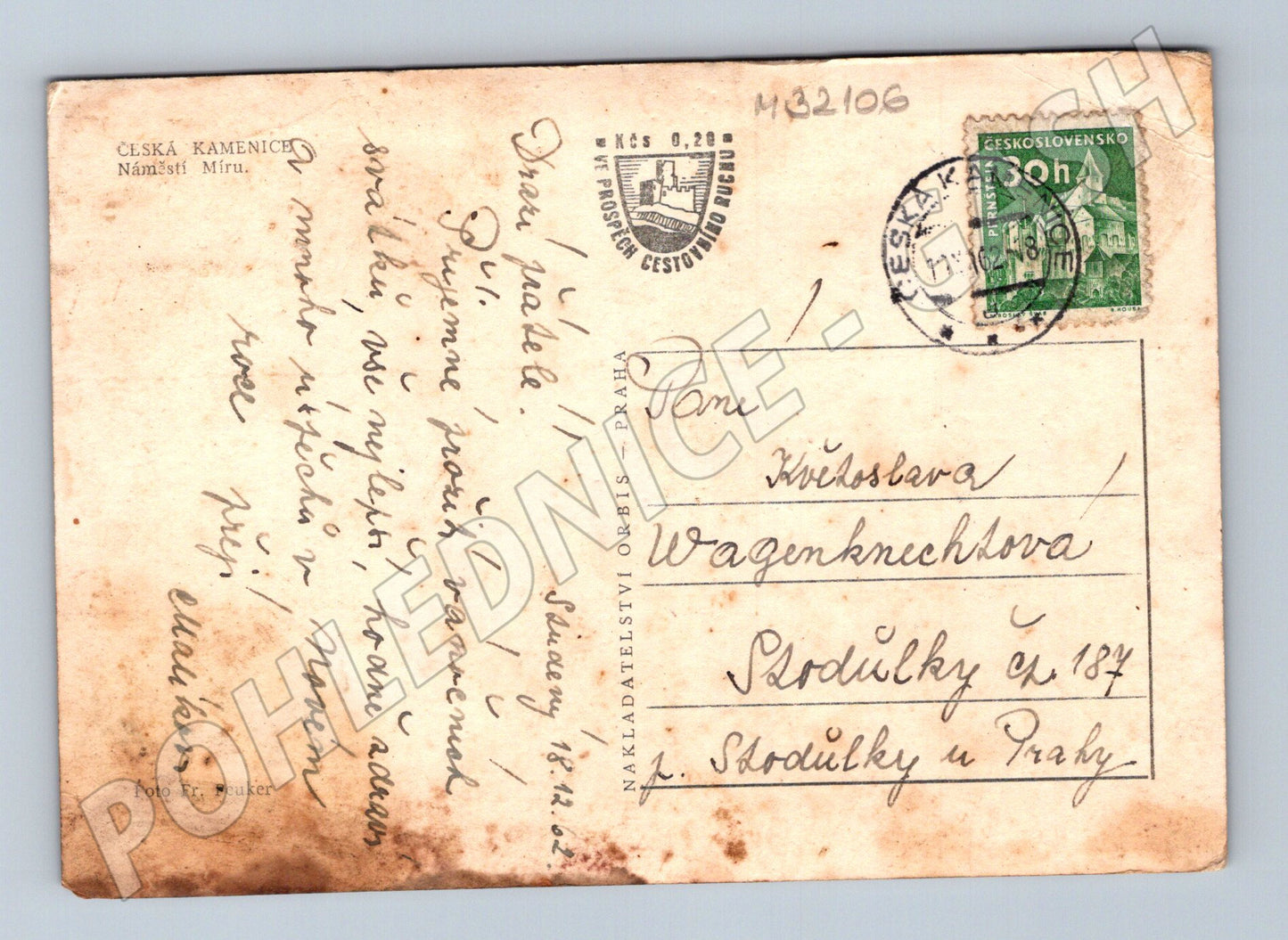 Pohlednice Česká Kamenice náměstí Míru 193X (M32106)