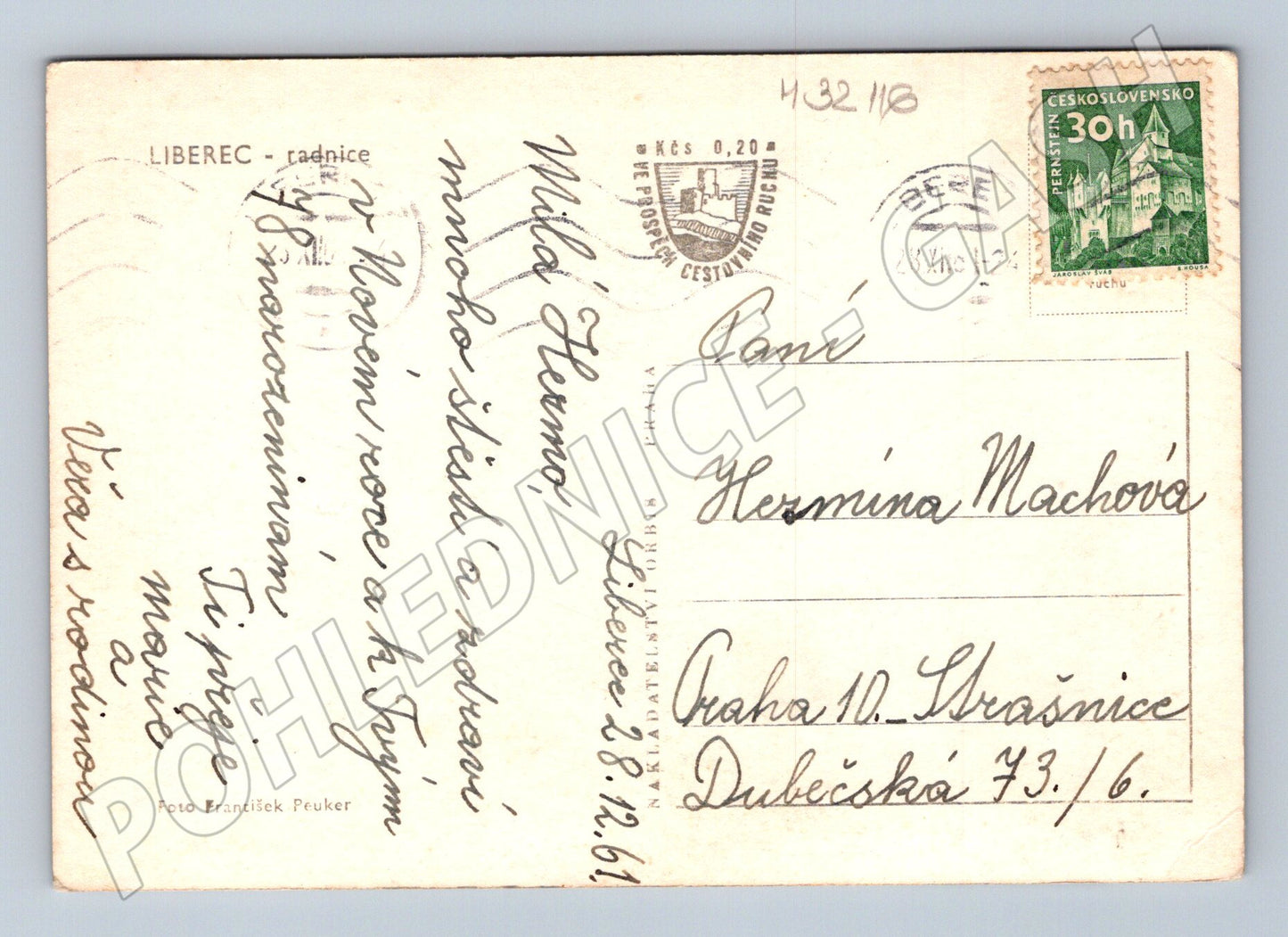 Pohlednice Liberec radnice 1961 (M32116)