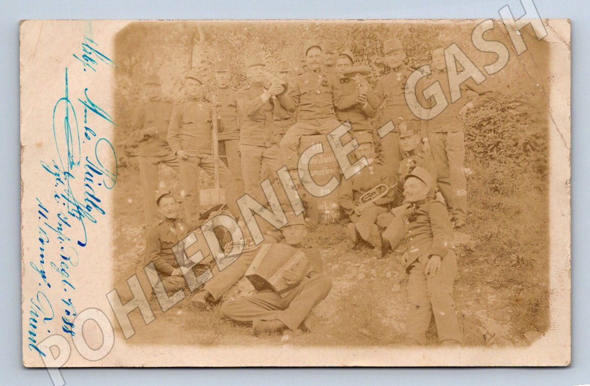 Pohlednice hudební spolek 1914 rakouská známka (M3214)