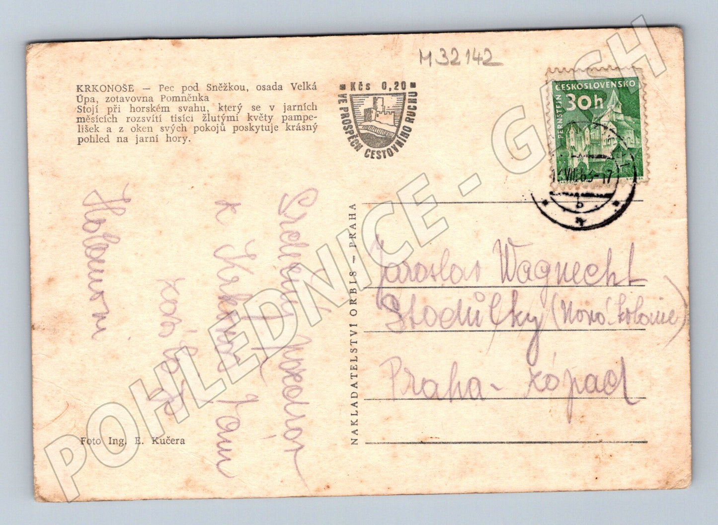 Pohlednice Krkonoše Velká Úpa zotavovna Pomněnka 1937 (M32142)