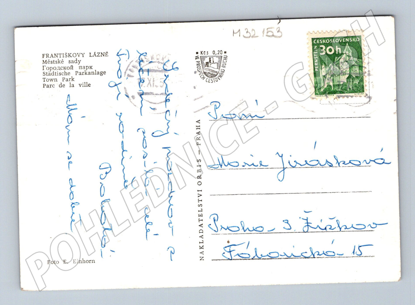 Pohlednice Františkovy Lázně Městské sady 1956 (M32153)