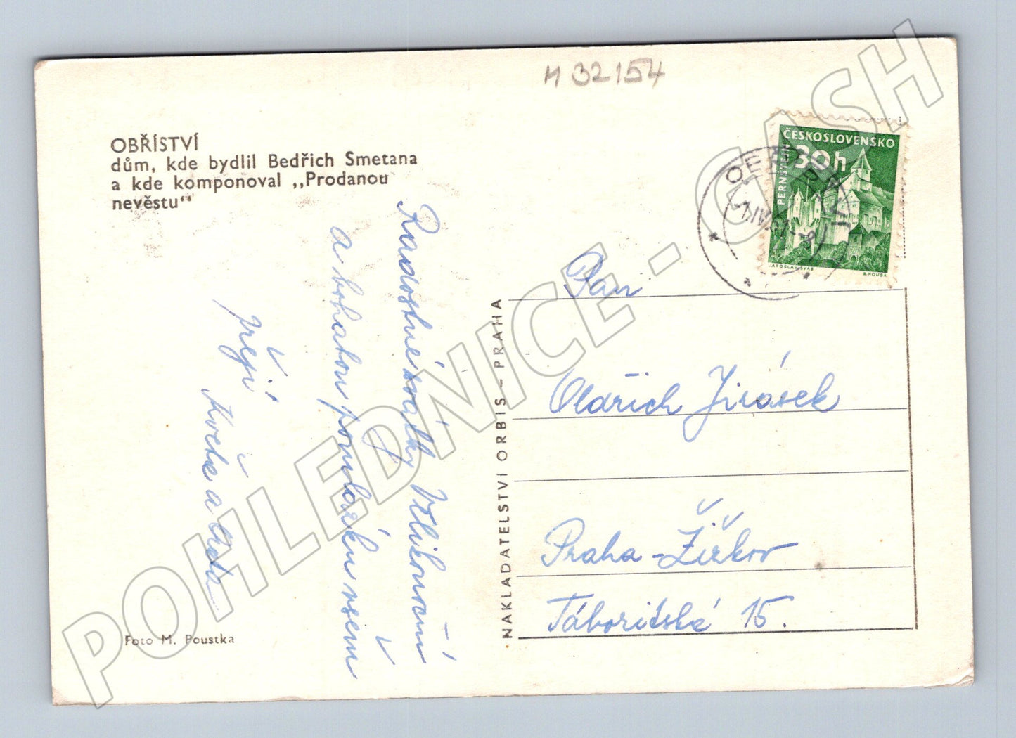 Pohlednice Obříství Smetanův dům před 1950 (M32154)