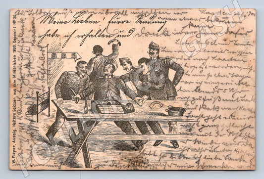 Pohlednice vojenská scéna s vojáky 1900 cca (M3217)