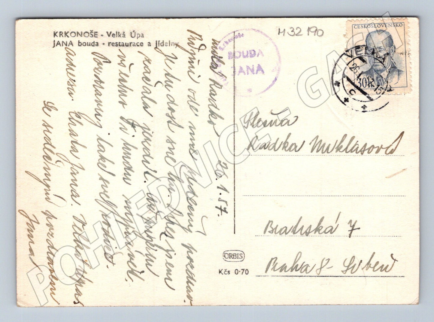 Pohlednice Krkonoše Velká Úpa Jana bouda 1917 (M32190)