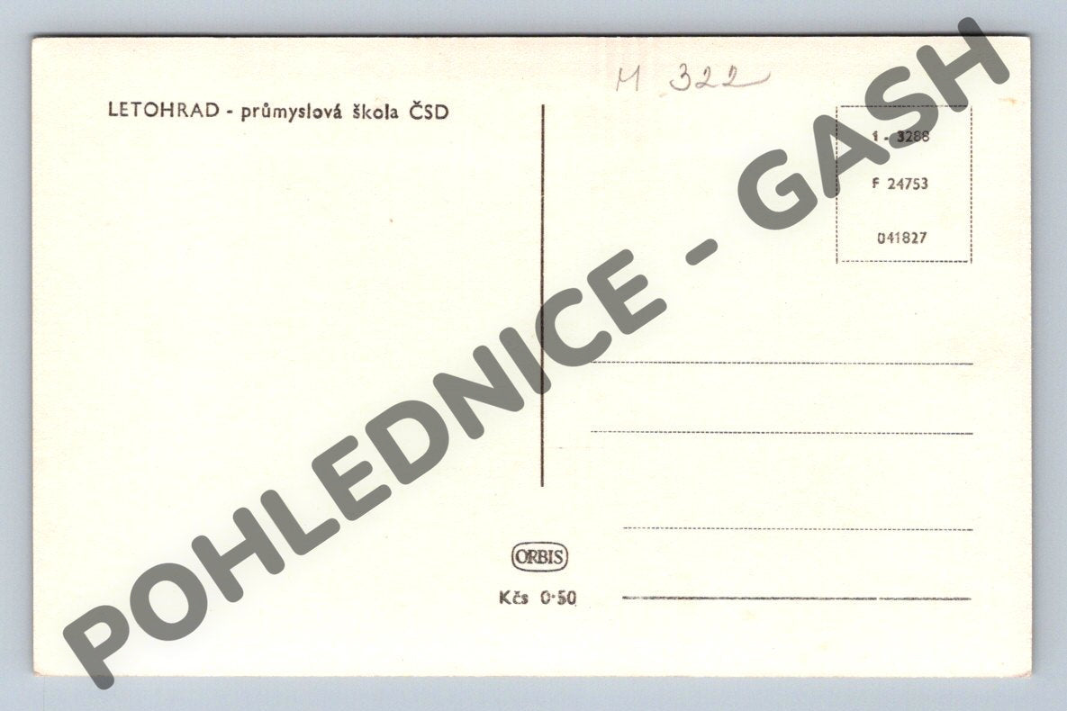 Postcard Letohrad Industrial School, old ČSD (M322)