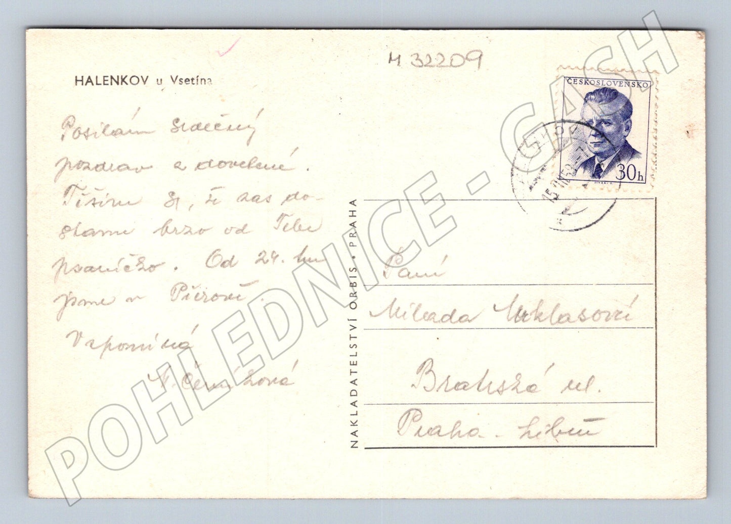 Pohlednice Halenkov u Vsetína obec v krajině 1950s (M32209)