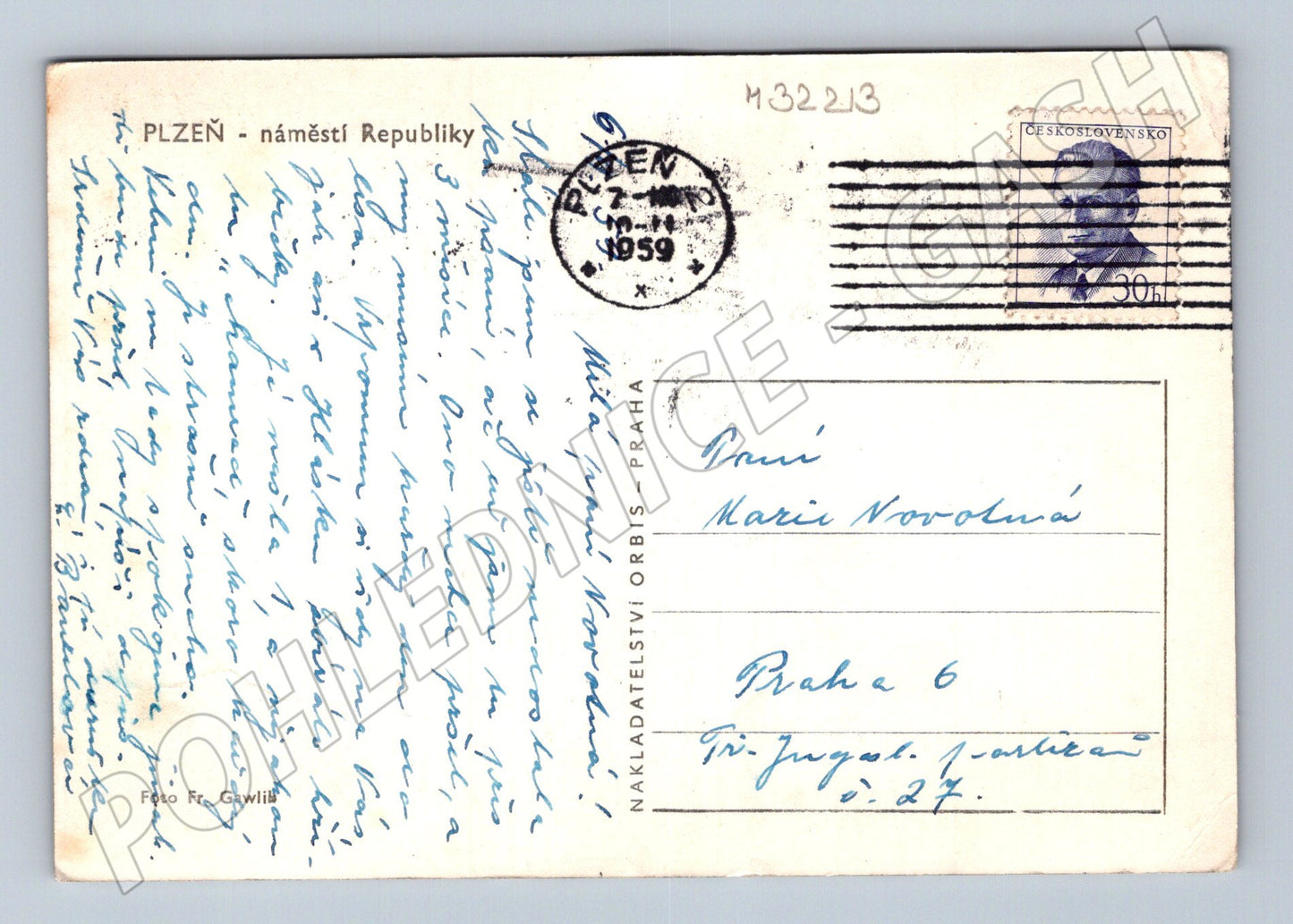 Pohlednice Plzeň náměstí Republiky 1959 (M32213)