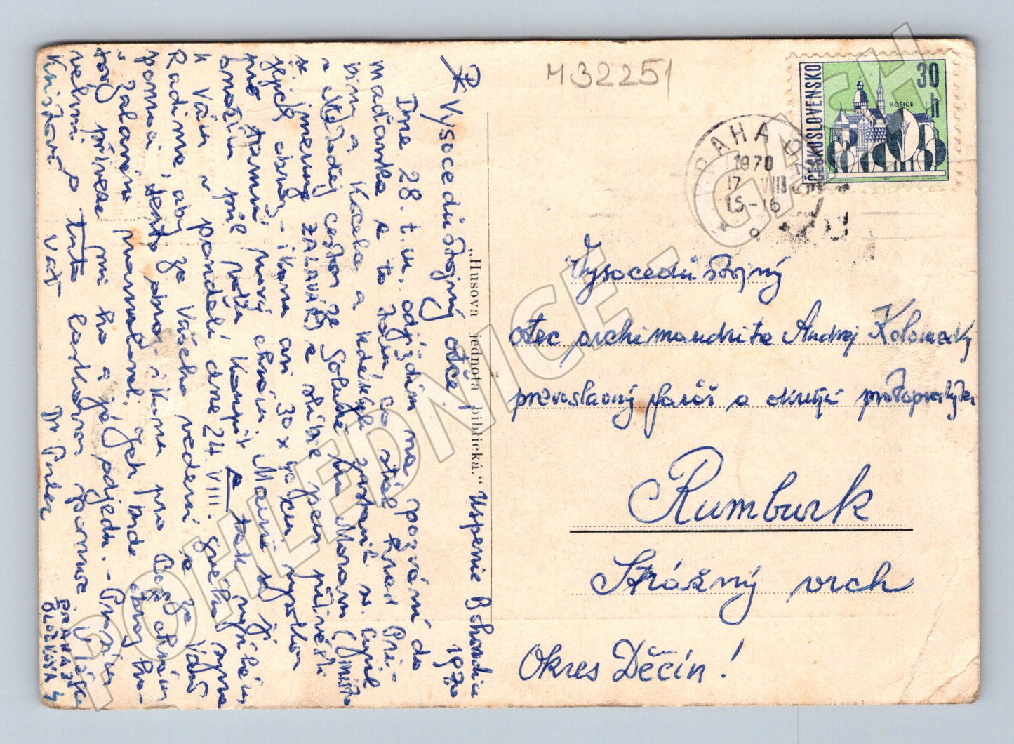 Pohlednice Jan Hus sv. Štěpán a Vavřinec umělecký motiv (M32251)