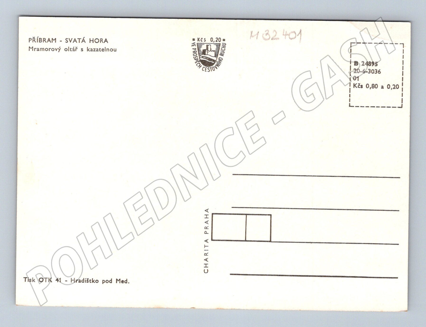 Pohlednice Příbram Svatá Hora mramorový oltář 1941 (M32401)