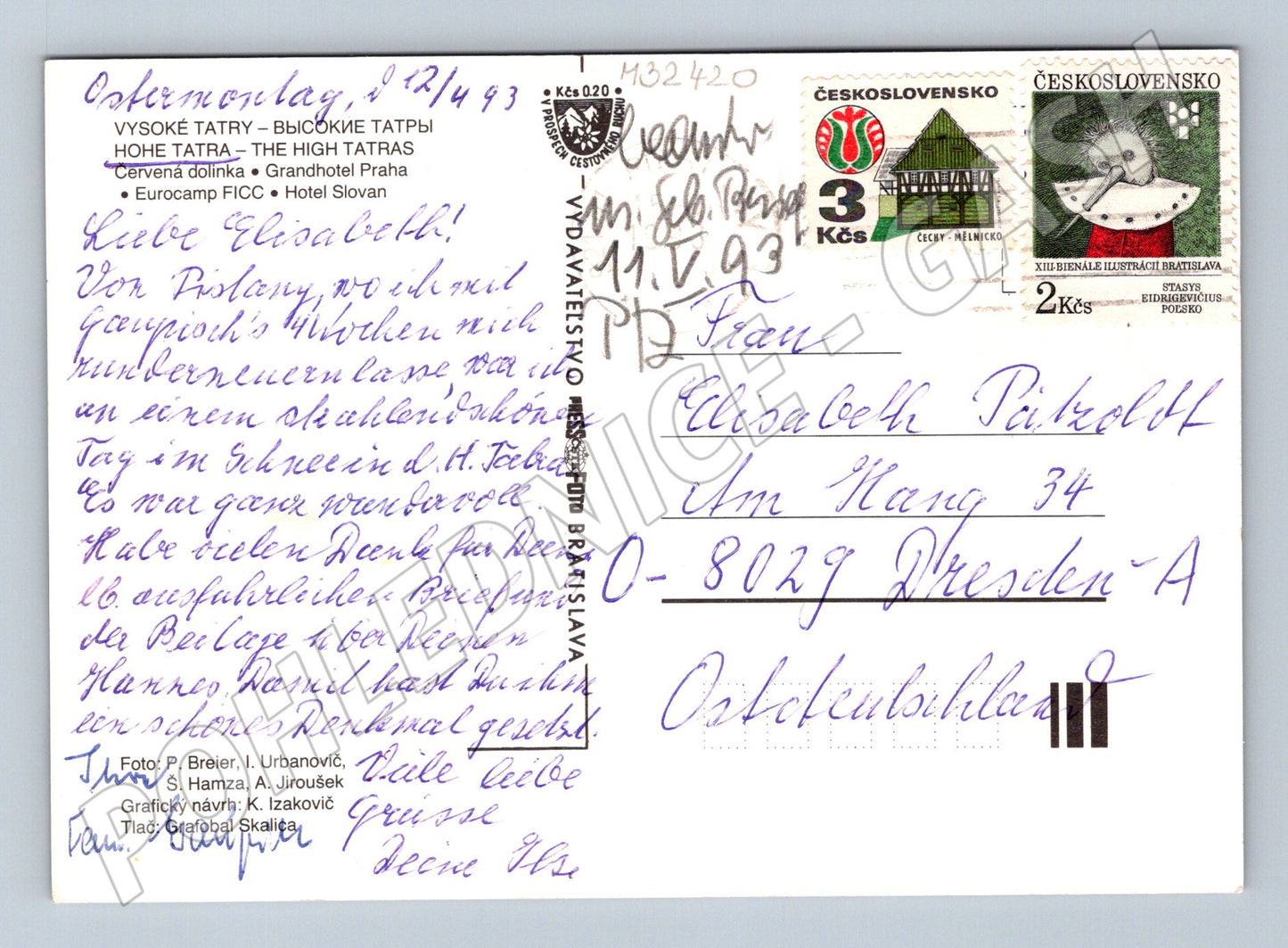 Pohlednice Slovensko Tatranská Lomnica zima 1993 (M32420)