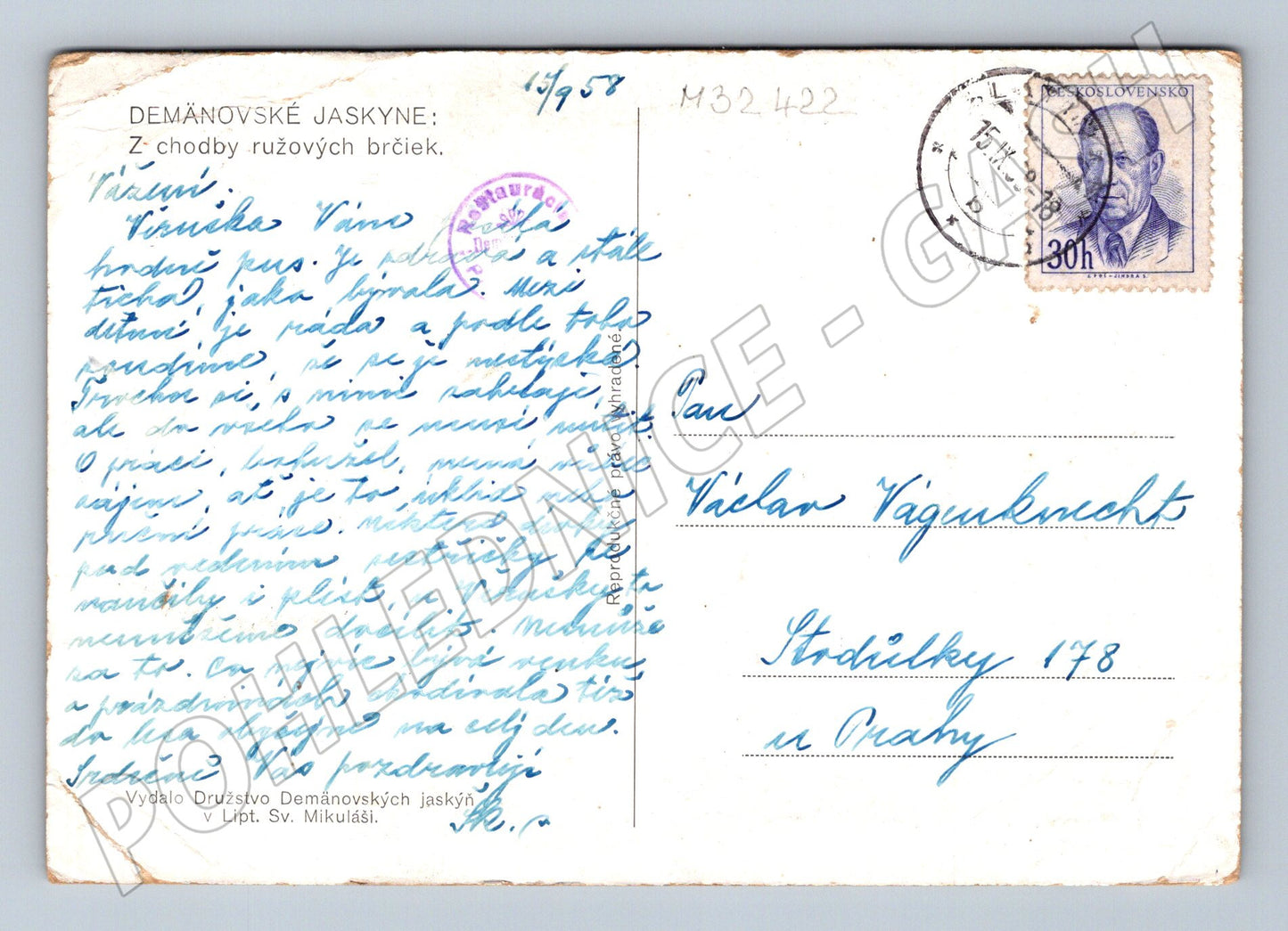 Slovensko Demänovské jaskyne z chodby ružových brčiek 1958 (M32422)