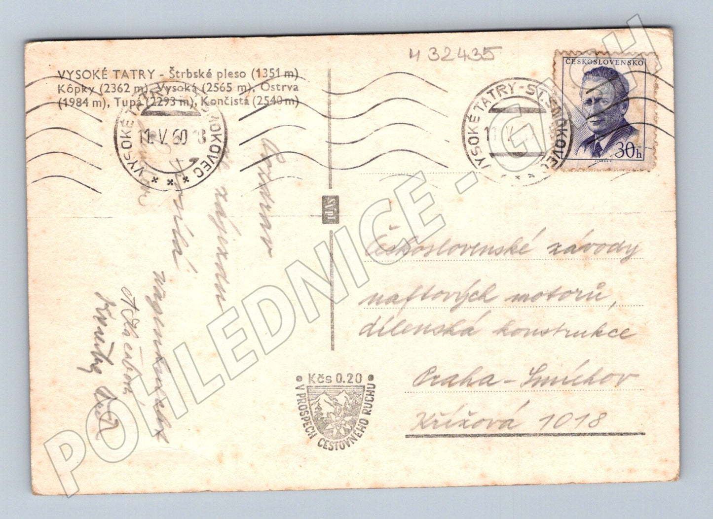 Pohlednice Slovensko Vysoké Tatry Štrbské pleso 1950 (M32435)