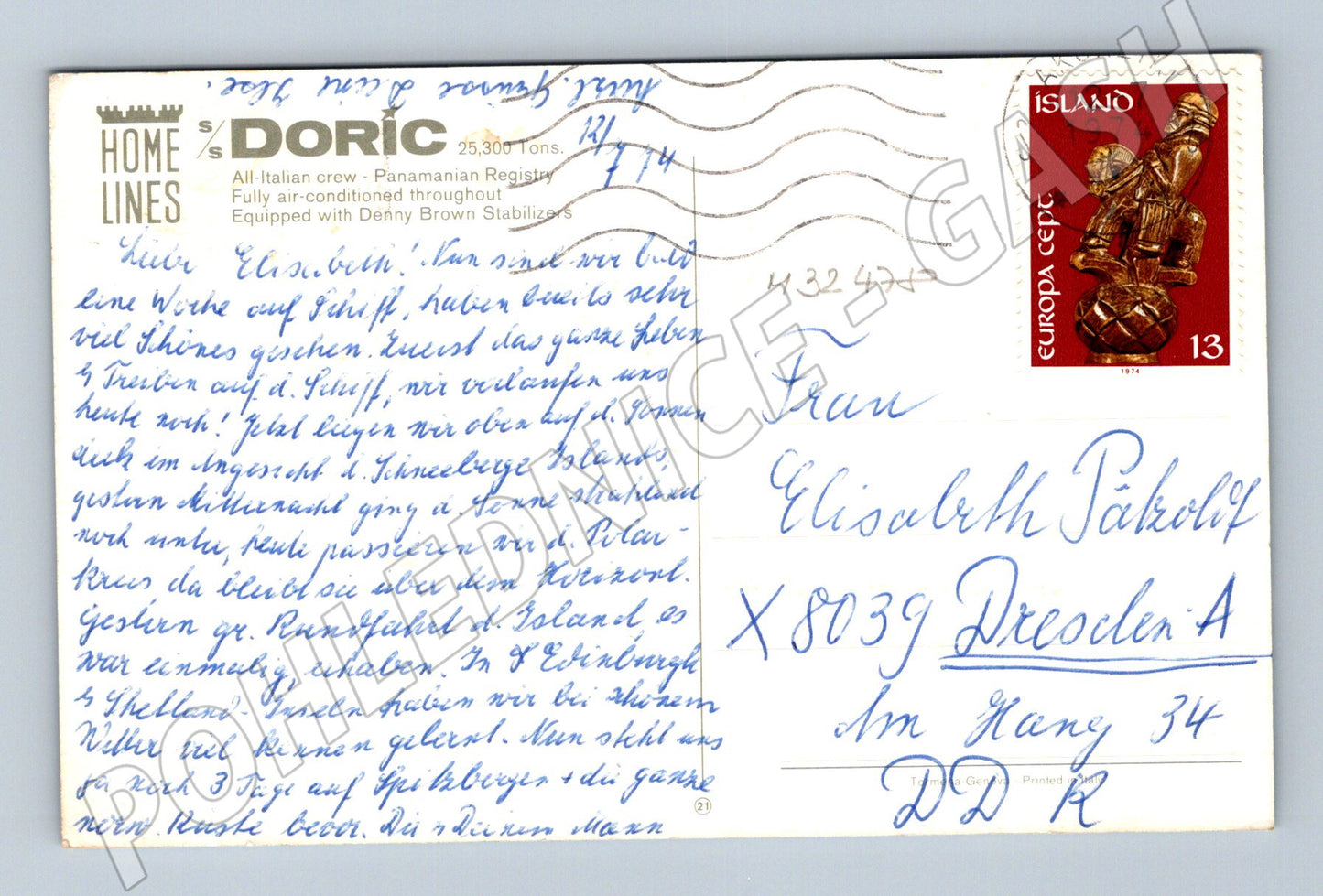 Pohlednice loď Doric výletní loď 1974 (M32478)