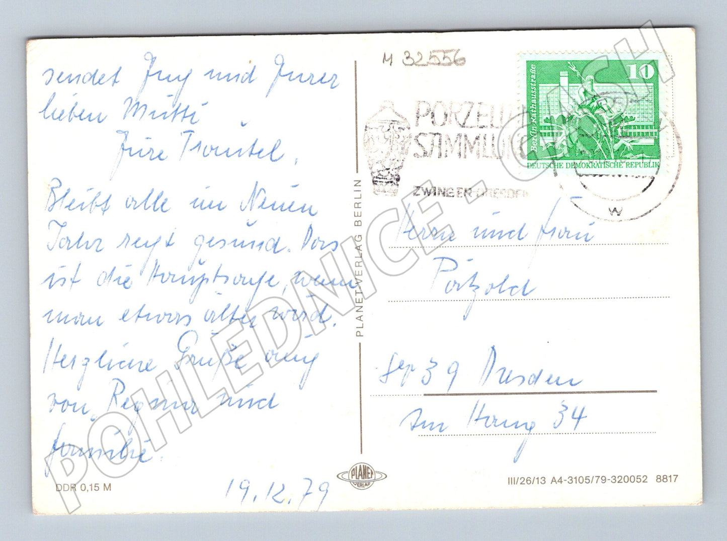 Pohlednice Německo Vánoce a Nový rok zimní motiv 1979 (M32556)